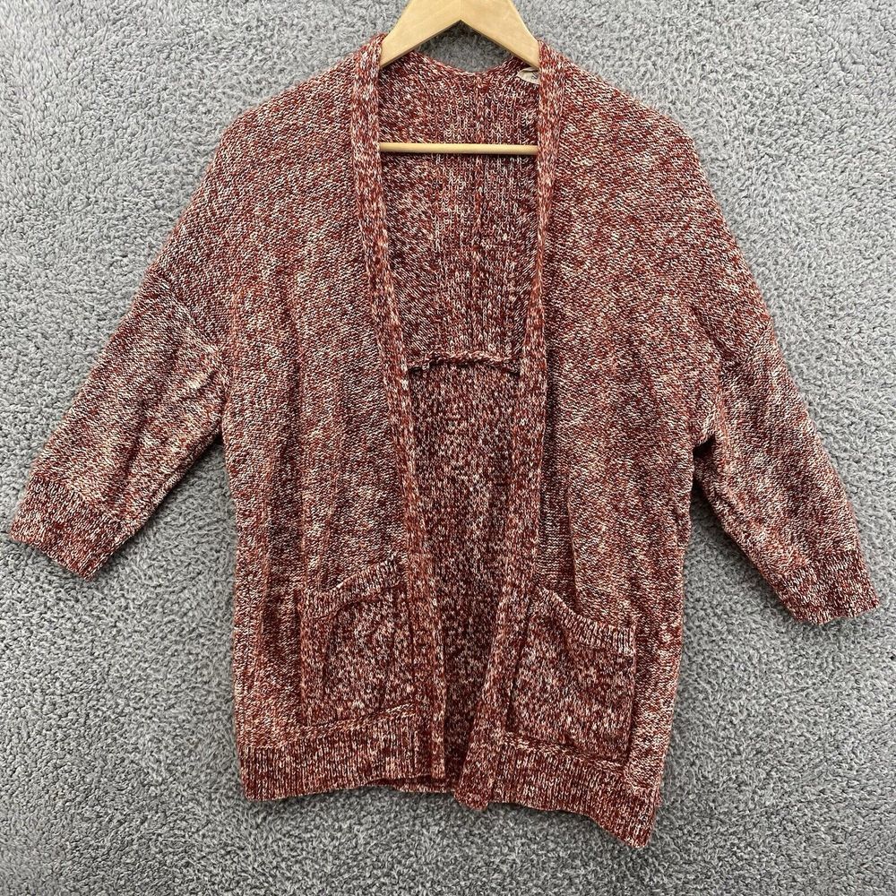 Universal Thread Cardigan Red Knit‎ Sweater Pockets Open Front Womens Size S